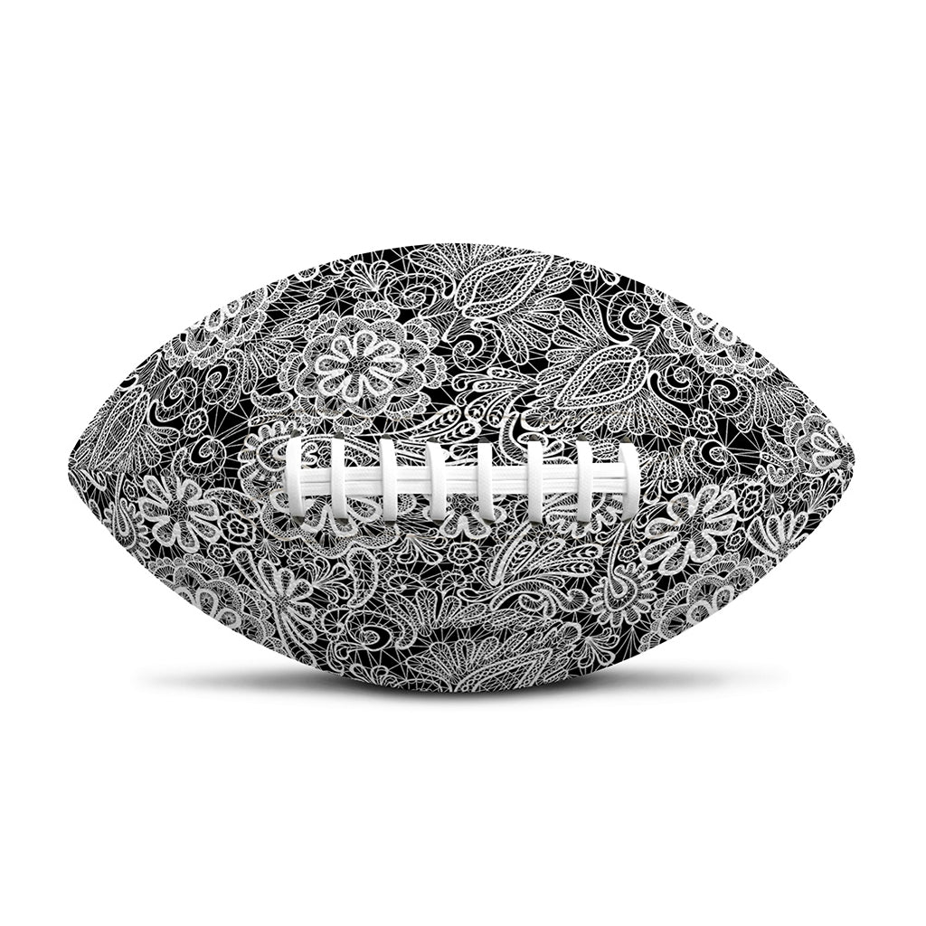 Black And White Western Flower Print Rugby Ball
