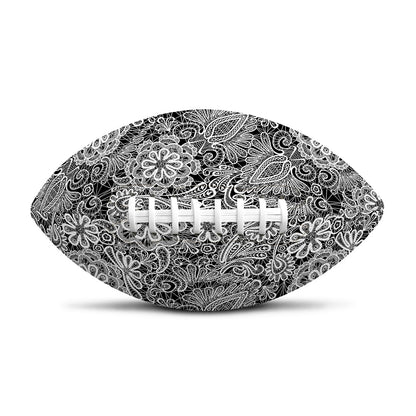Black And White Western Flower Print Rugby Ball