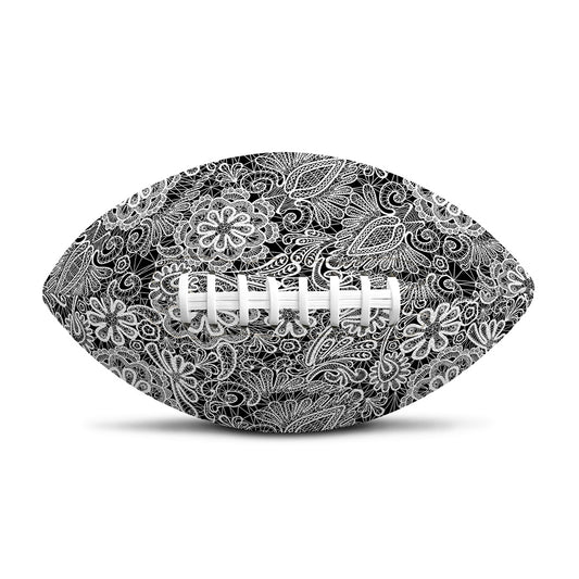 Black And White Western Flower Print Rugby Ball
