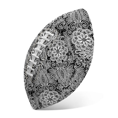 Black And White Western Flower Print Rugby Ball