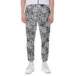 Black And White Western Flower Print Scuba Joggers