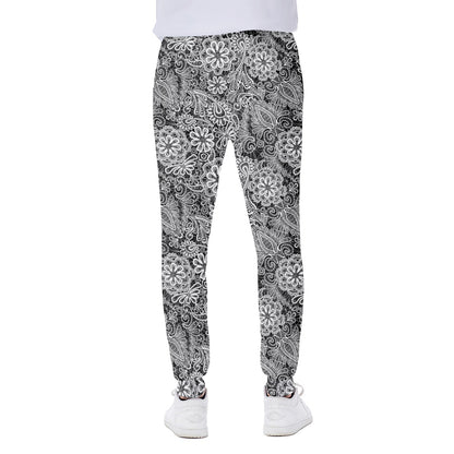 Black And White Western Flower Print Scuba Joggers