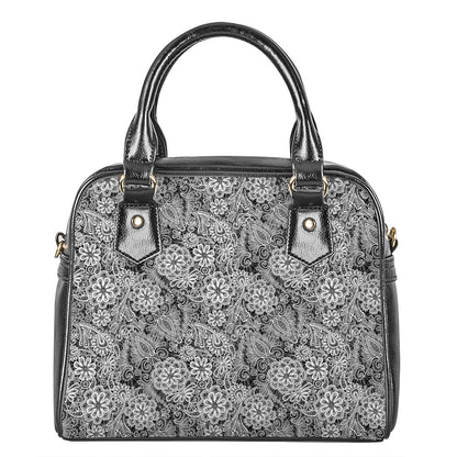 Black And White Western Flower Print Shoulder Handbag