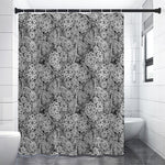 Black And White Western Flower Print Shower Curtain