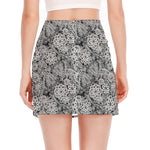 Black And White Western Flower Print Side Slit Mini Skirt