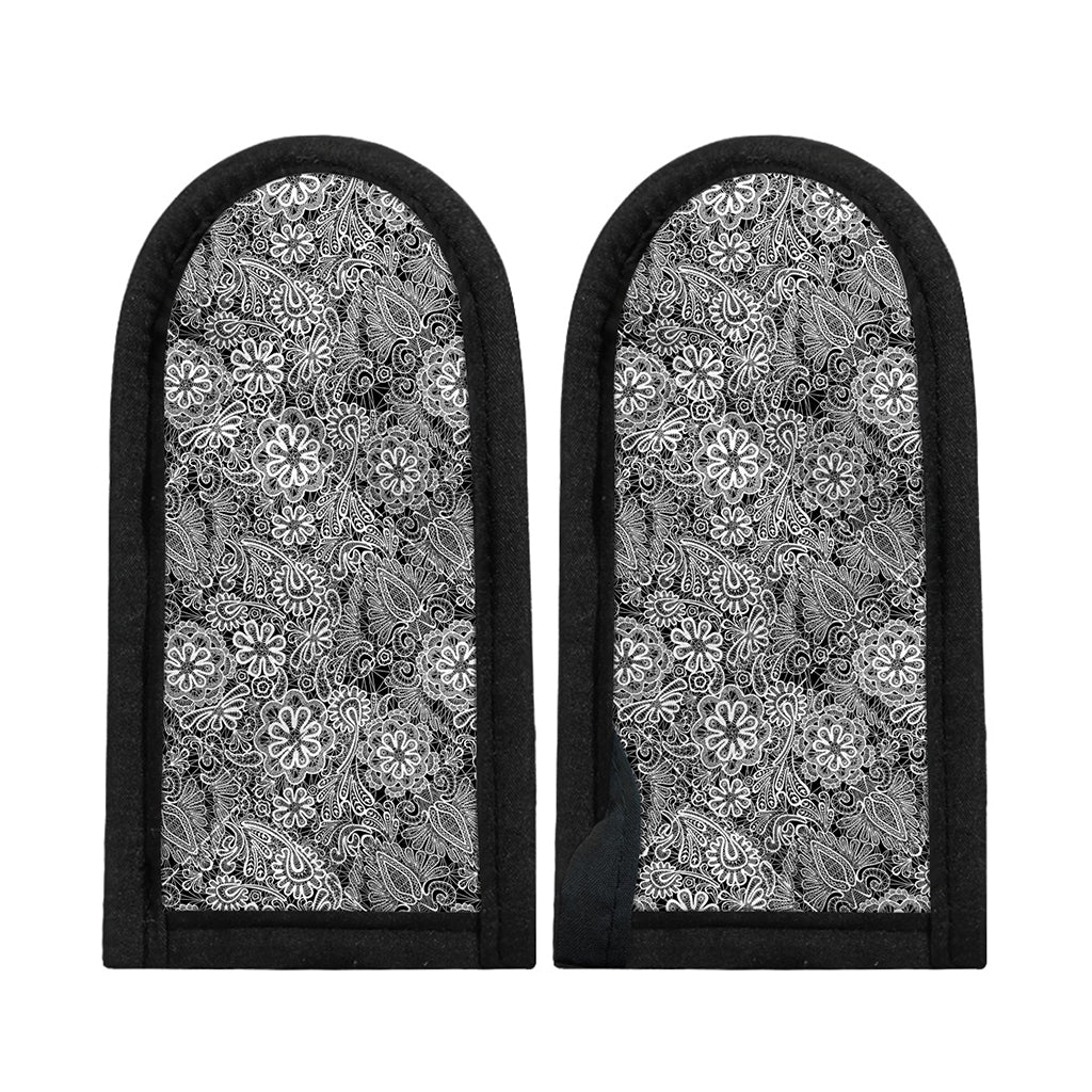 Black And White Western Flower Print Skillet Handle Cover