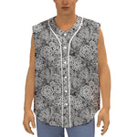 Black And White Western Flower Print Sleeveless Baseball Jersey