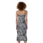 Black And White Western Flower Print Slim Fit Midi Cami Dress