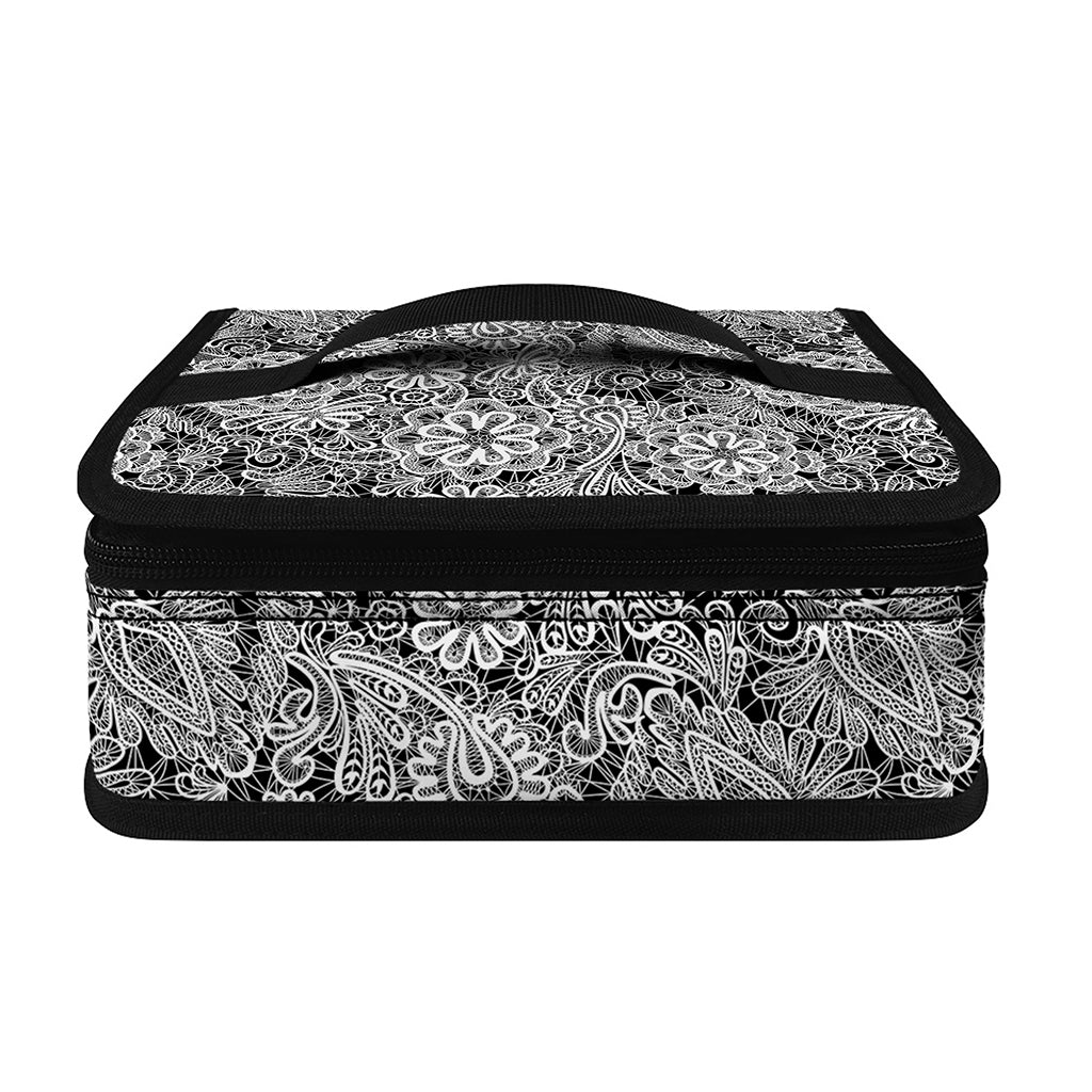 Black And White Western Flower Print Small Lunch Bag
