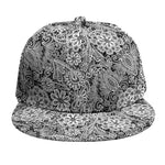 Black And White Western Flower Print Snapback Cap