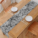 Black And White Western Flower Print Table Runner