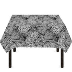 Black And White Western Flower Print Tablecloth
