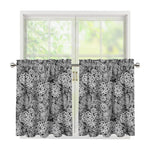 Black And White Western Flower Print Tier Curtains
