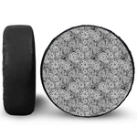 Black And White Western Flower Print Tire Cover