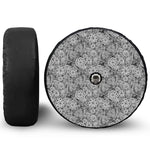 Black And White Western Flower Print Tire Cover With Camera Hole