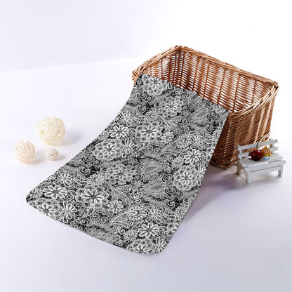 Black And White Western Flower Print Towel
