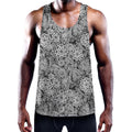 Black And White Western Flower Print Men's Workout Tank Top