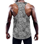 Black And White Western Flower Print Training Tank Top