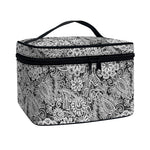Black And White Western Flower Print Travel Makeup Bag