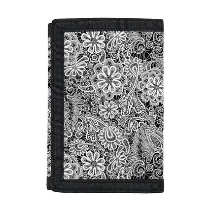 Black And White Western Flower Print Trifold Wallet