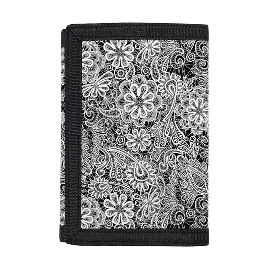 Black And White Western Flower Print Trifold Wallet