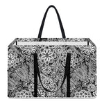 Black And White Western Flower Print Utility Tote Bag