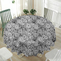 Black And White Western Flower Print Waterproof Round Tablecloth