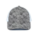 Black And White Western Flower Print White Mesh Trucker Hat