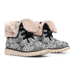 Black And White Western Flower Print Winter Boots