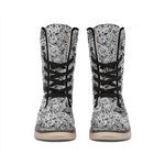 Black And White Western Flower Print Winter Boots