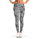 Black And White Western Flower Print Women's Leggings