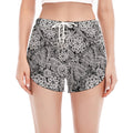 Black And White Western Flower Print Women's Split Running Shorts