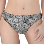 Black And White Western Flower Print Women's Thong