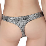 Black And White Western Flower Print Women's Thong