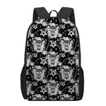 Black And White Wicca Devil Skull Print 17 Inch Backpack