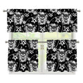 Black And White Wicca Devil Skull Print 3 Piece Kitchen Curtains