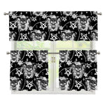Black And White Wicca Devil Skull Print 3 Piece Kitchen Curtains