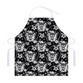 Black And White Wicca Devil Skull Print Adjustable Apron