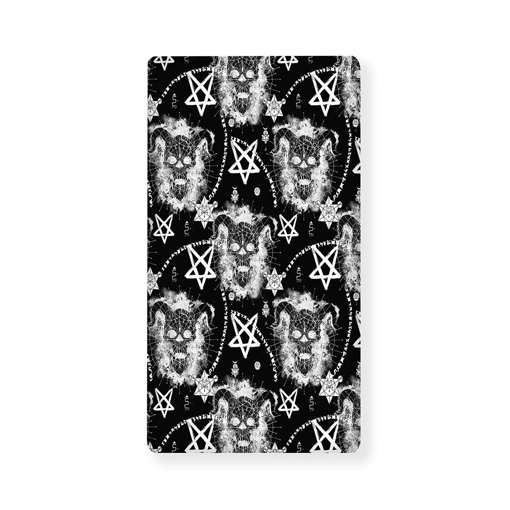 Black And White Wicca Devil Skull Print Baby Crib Sheet