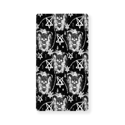 Black And White Wicca Devil Skull Print Baby Crib Sheet