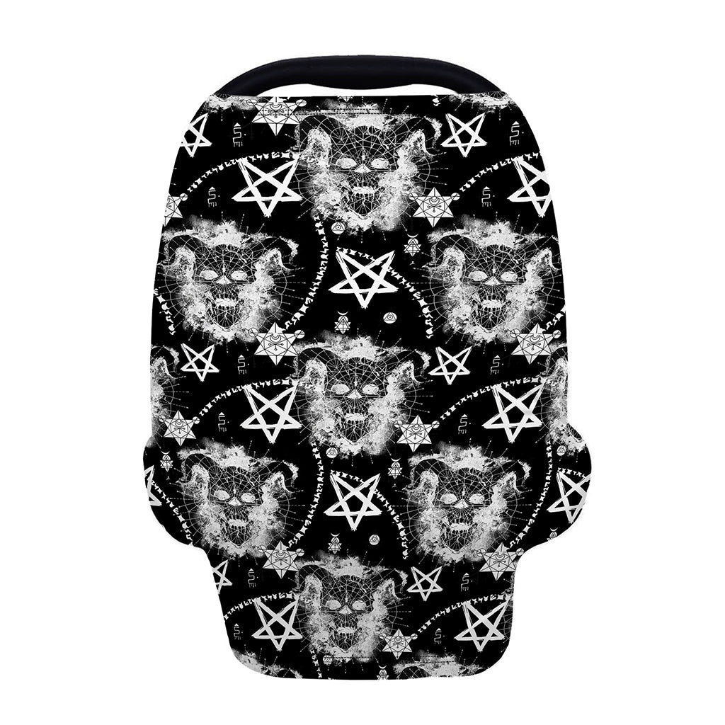 Black And White Wicca Devil Skull Print Baby Seat Cover