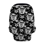 Black And White Wicca Devil Skull Print Baby Seat Cover