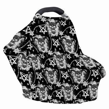 Black And White Wicca Devil Skull Print Baby Seat Cover