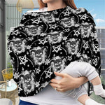 Black And White Wicca Devil Skull Print Baby Seat Cover