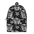 Black And White Wicca Devil Skull Print School Backpack