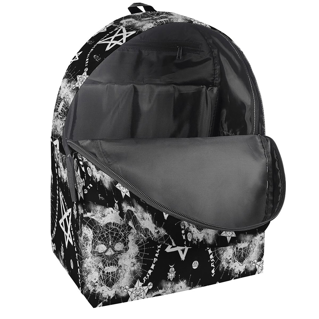 Black And White Wicca Devil Skull Print Backpack