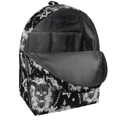 Black And White Wicca Devil Skull Print Backpack