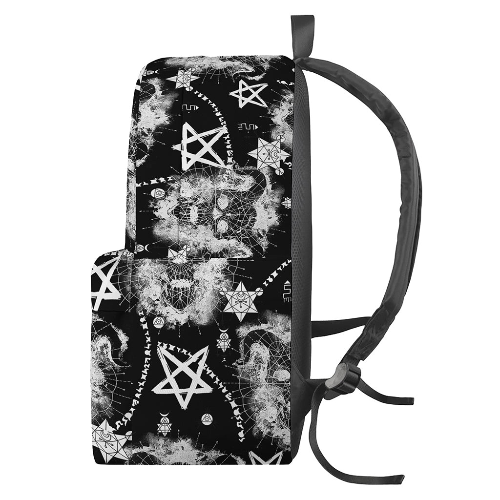 Black And White Wicca Devil Skull Print Backpack