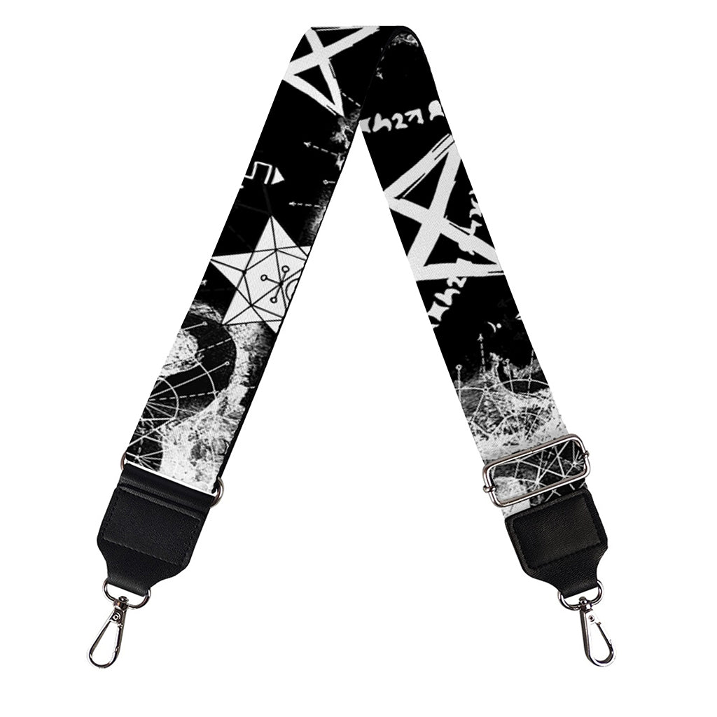 Black And White Wicca Devil Skull Print Bag Strap