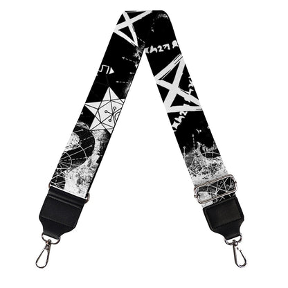 Black And White Wicca Devil Skull Print Bag Strap